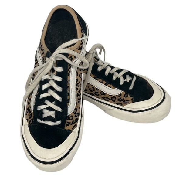 Vans Old Skool Suede Animal Print Low Top Sneakers Black Tan Size 7 - Picture 11 of 11